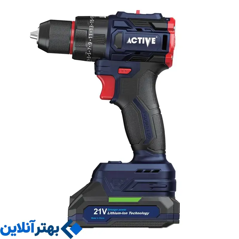 دریل شارژی براشلس 21 ولت اکتیو مدل AC-3221BL