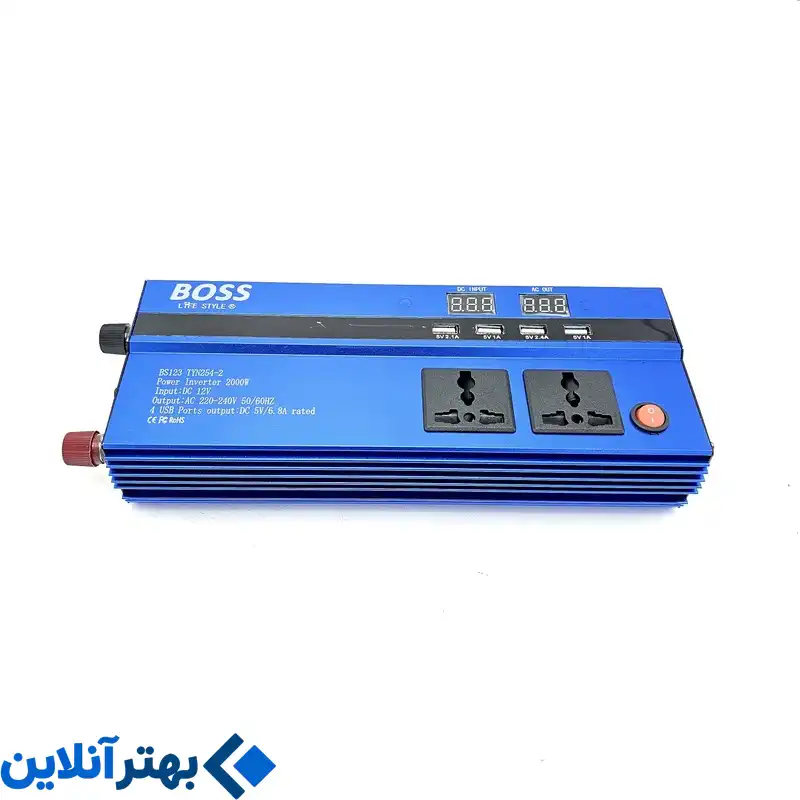 مبدل برق خودرو باس مدل BS123 TYN254-2 ظرفیت 2000 وات