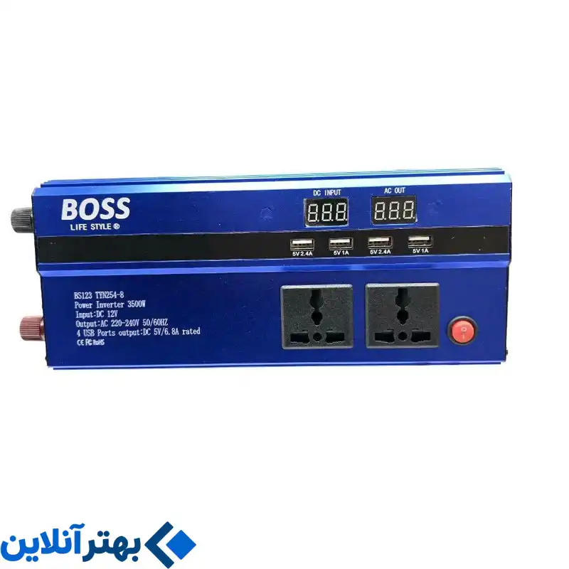 مبدل برق خودرو باس مدل BS123 TYN254-8 ظرفیت 3500 وات