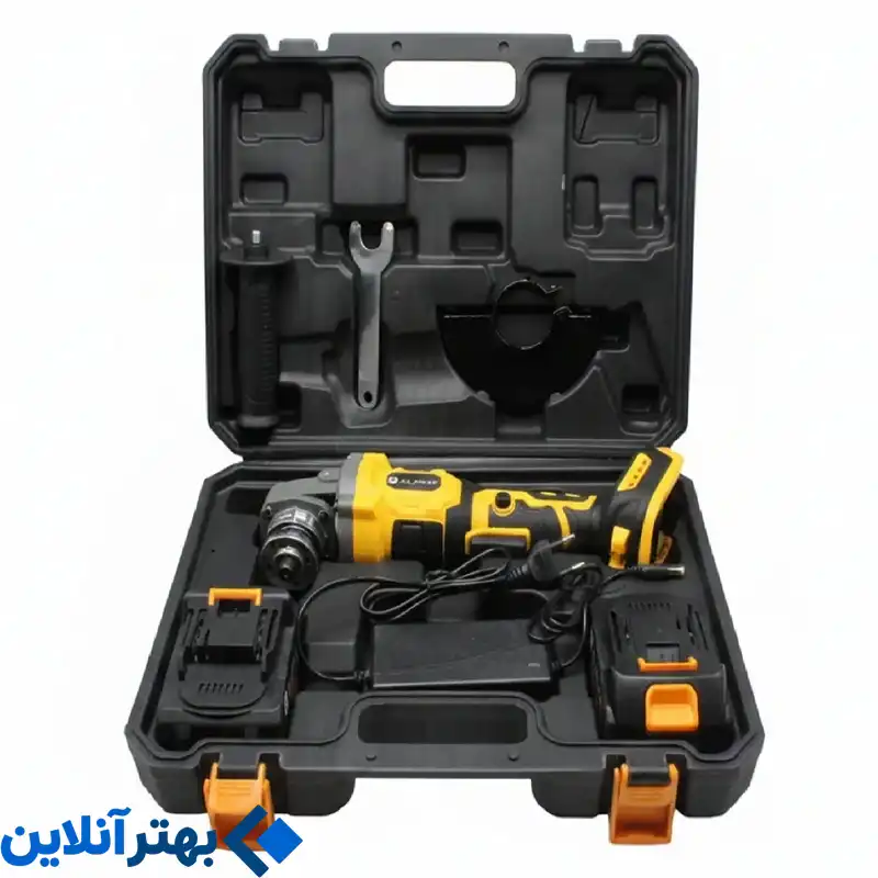 مینی فرز شارژی براشلس صنعتی دیمردار 115 میلی متر 136 ولت آلفا مدل AL-500 مجموعه 6 عددی